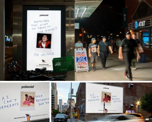 différentes vues de la campagne de pub Polaroid vs IA